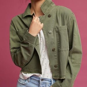 Utility jacket army green cropped